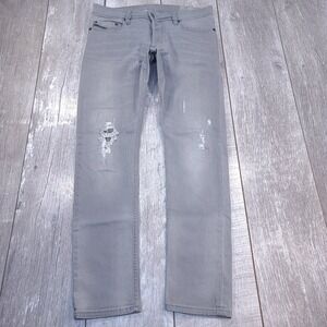 Diesel Jeans Mens 31x30 Tepphar Slim Carrot Leg Gray Distressed Denim Pants